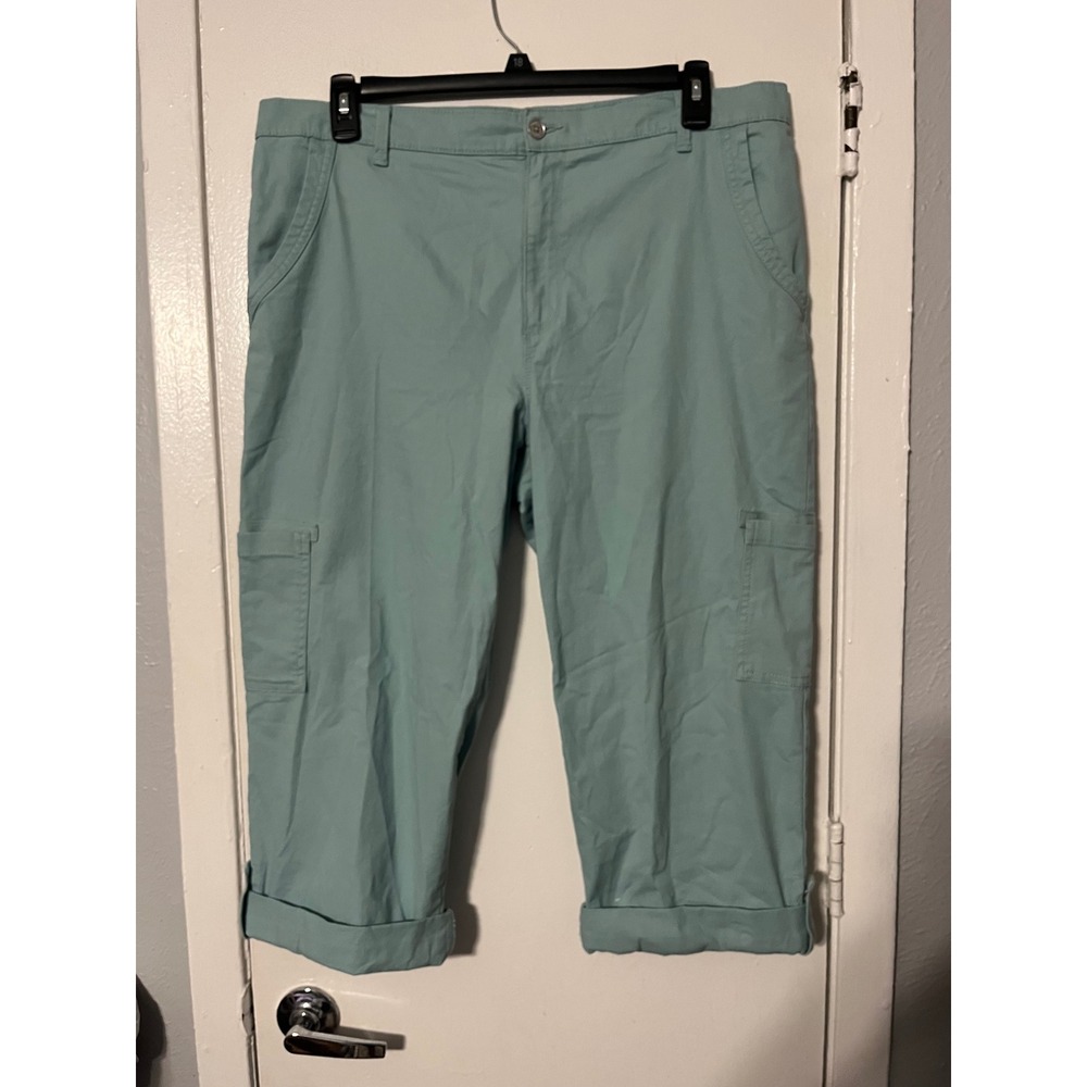 Gloria Vanderbilt Aqua Blue All-Around Slimming Cargo Capri Pants Size 16